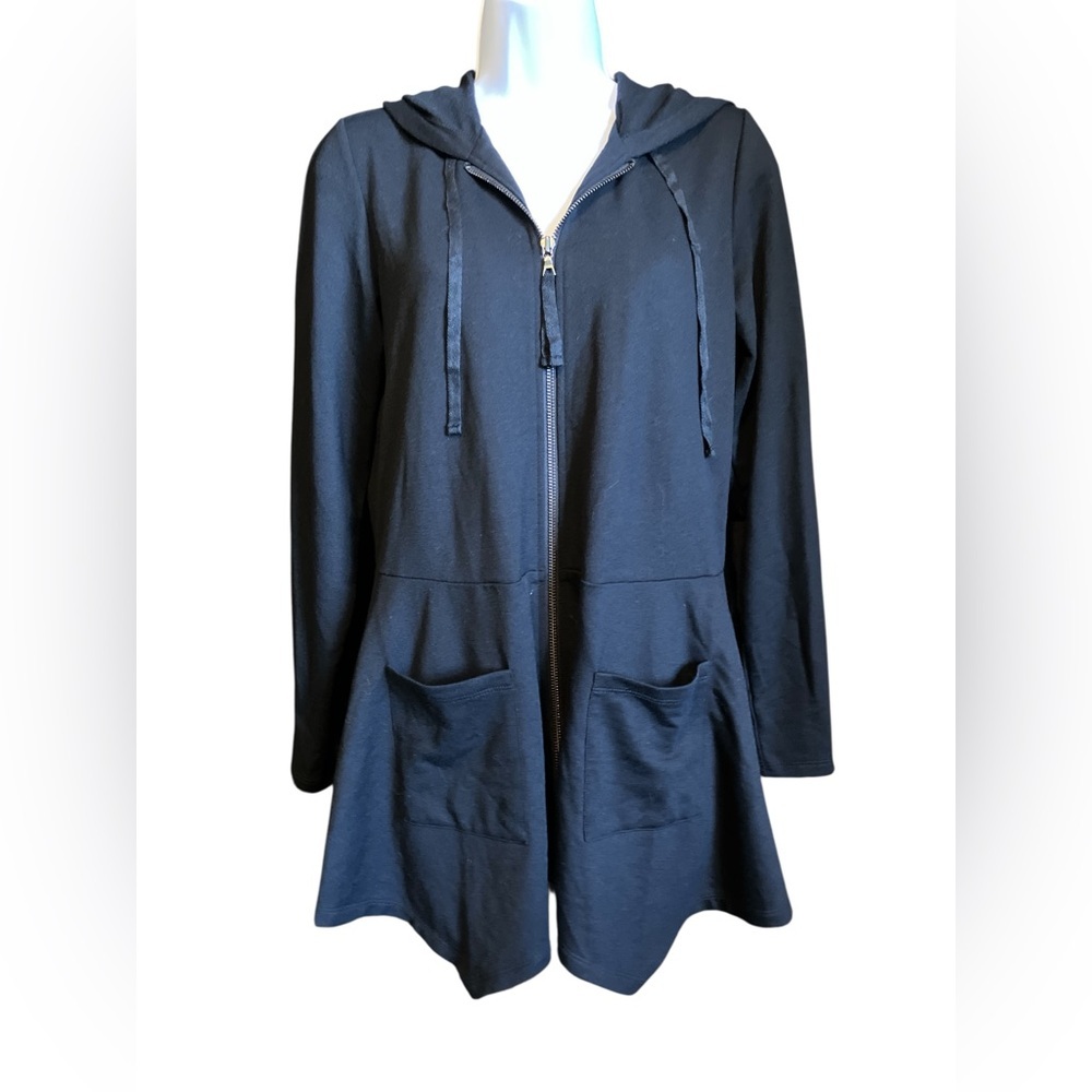 LOGO Lounge Black Hooded Zip-Up Tunic with Pockets XS - Picture 3 of 3